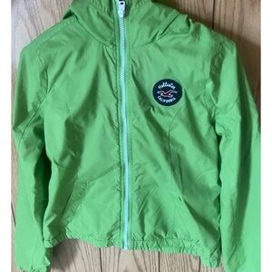 Hollister La Piedra/Solano California Lime Green Hooded Zippered Rain Jacket